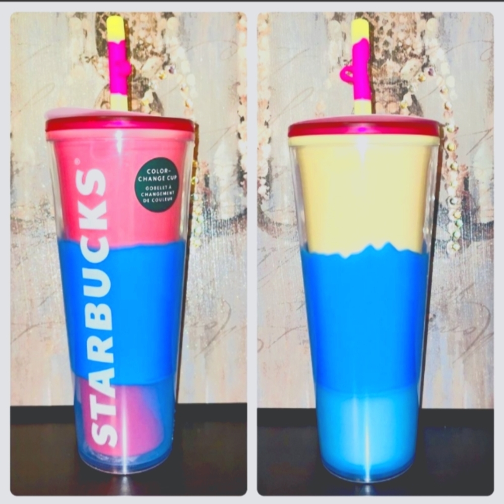 Starbucks New Spring 2023 Release Citrus Color Change Swirl Topper Tumbl…